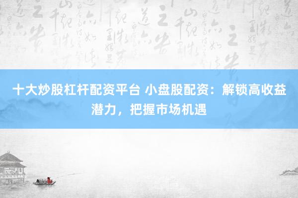 十大炒股杠杆配资平台 小盘股配资：解锁高收益潜力，把握市场机遇