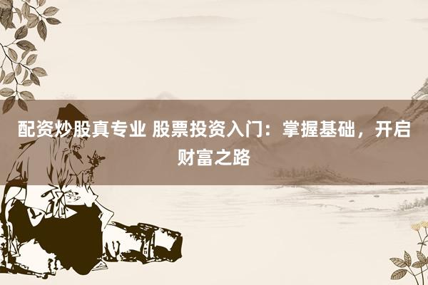 配资炒股真专业 股票投资入门：掌握基础，开启财富之路