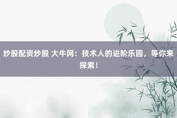 炒股配资炒股 大牛网：技术人的进阶乐园，等你来探索！