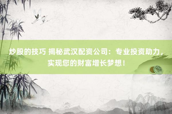 炒股的技巧 揭秘武汉配资公司：专业投资助力，实现您的财富增长梦想！