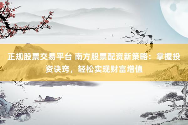 正规股票交易平台 南方股票配资新策略：掌握投资诀窍，轻松实现财富增值