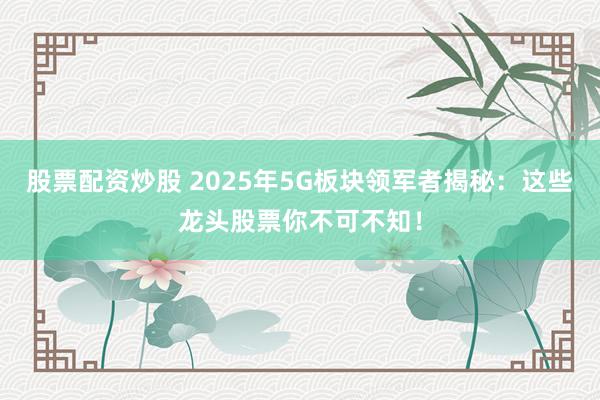 股票配资炒股 2025年5G板块领军者揭秘：这些龙头股票你不可不知！