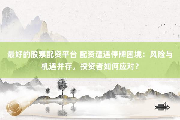 最好的股票配资平台 配资遭遇停牌困境：风险与机遇并存，投资者如何应对？