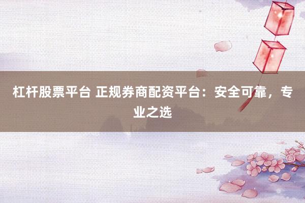 杠杆股票平台 正规券商配资平台：安全可靠，专业之选