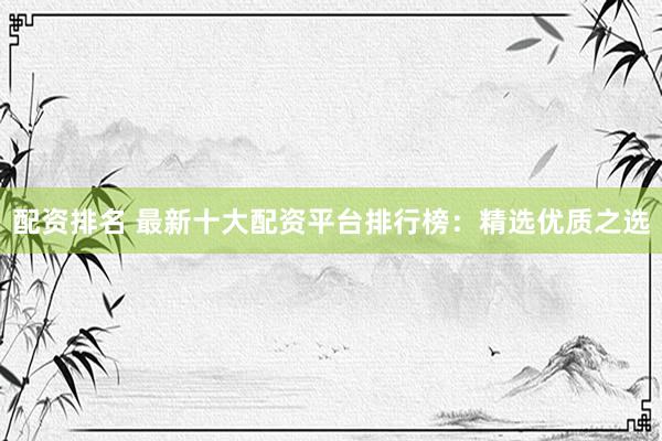 配资排名 最新十大配资平台排行榜：精选优质之选