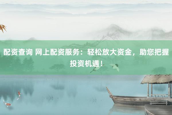 配资查询 网上配资服务：轻松放大资金，助您把握投资机遇！