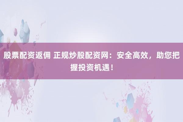 股票配资返佣 正规炒股配资网：安全高效，助您把握投资机遇！