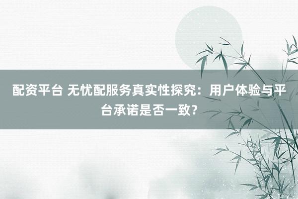 配资平台 无忧配服务真实性探究：用户体验与平台承诺是否一致？