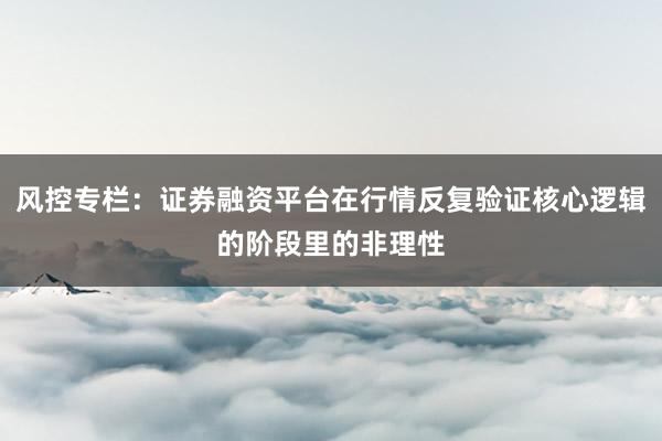 风控专栏：证券融资平台在行情反复验证核心逻辑的阶段里的非理性