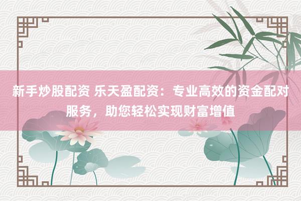 新手炒股配资 乐天盈配资：专业高效的资金配对服务，助您轻松实现财富增值