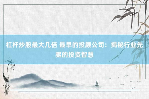 杠杆炒股最大几倍 最早的投顾公司：揭秘行业先驱的投资智慧