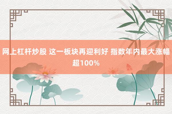 网上杠杆炒股 这一板块再迎利好 指数年内最大涨幅超100%